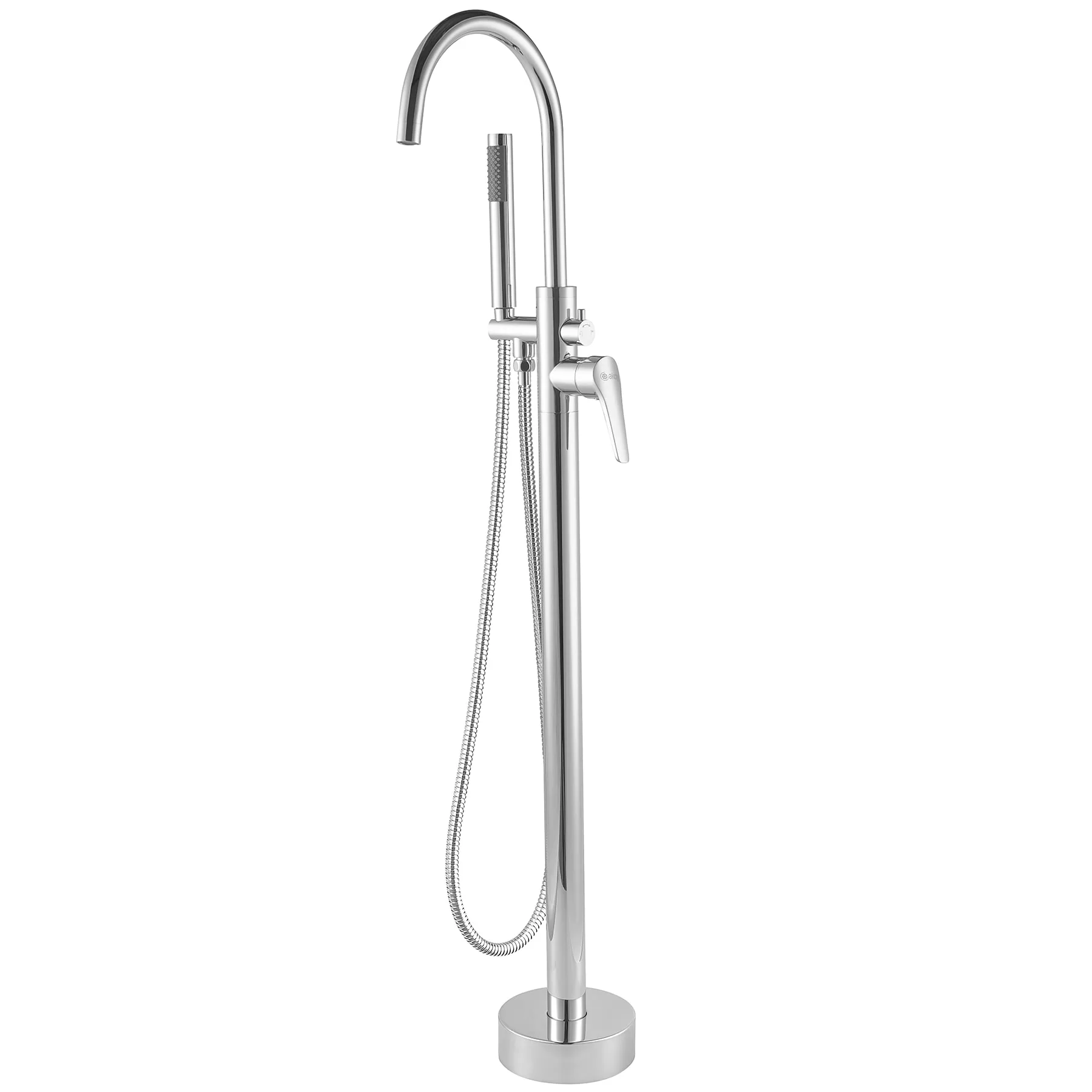 AKDY TF0050 Glossy Chrome 1-handle Freestanding High-arc Bathtub Faucet with Hand Shower (Valve Included)