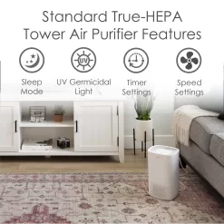Crane 3-Speed White True HEPA and Uv Air Purifier (Covers: 250-sq ft)