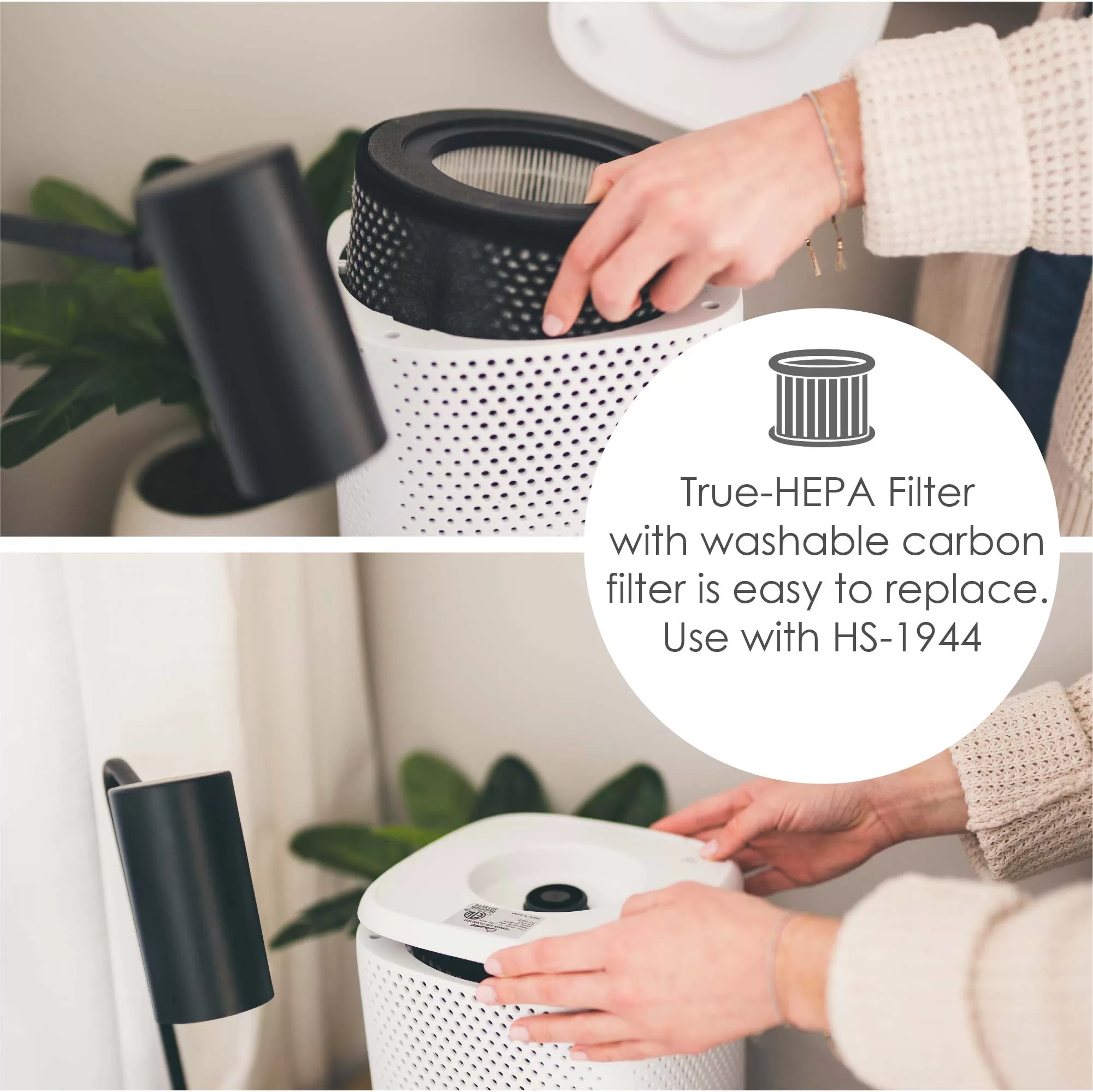 Crane 3-Speed White True HEPA and Uv Air Purifier (Covers: 250-sq ft)