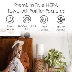 Crane 3-Speed White True HEPA and Uv Air Purifier (Covers: 300-sq ft)