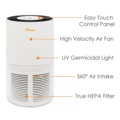 Crane 3-Speed White True HEPA and Uv Air Purifier (Covers: 300-sq ft)