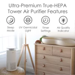 Crane 4-Speed White True HEPA and Uv Air Purifier (Covers: 500-sq ft)