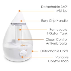 Crane 1-Gallons Tabletop Cool Mist Humidifier (For Rooms Up To 500-sq ft)