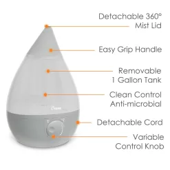 Crane Drop 1-Gallons Tabletop Ultrasonic Humidifier (For Rooms Up To 500-sq ft)