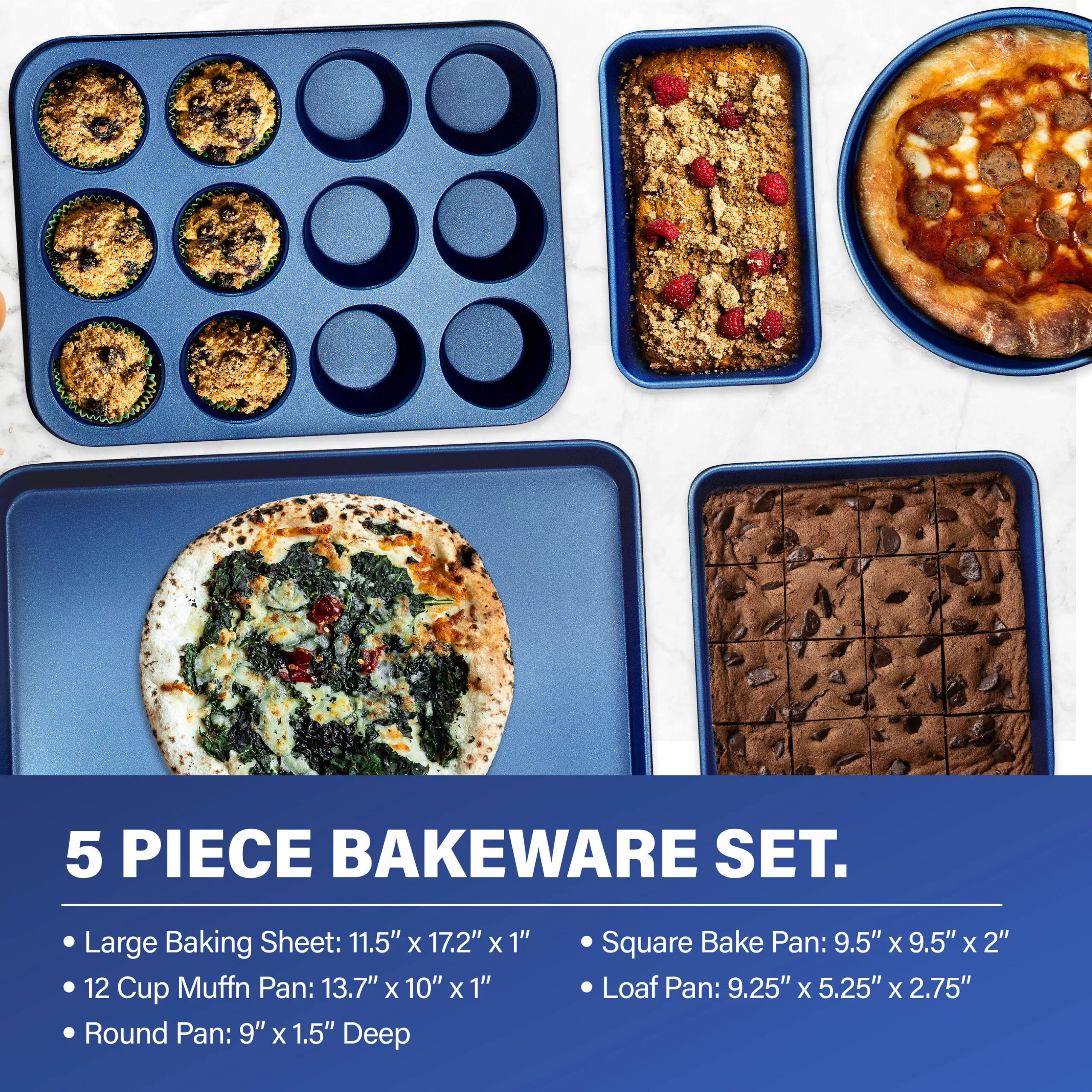 GraniteStone Diamond 23.4-in Aluminum Cookware Set with Lid