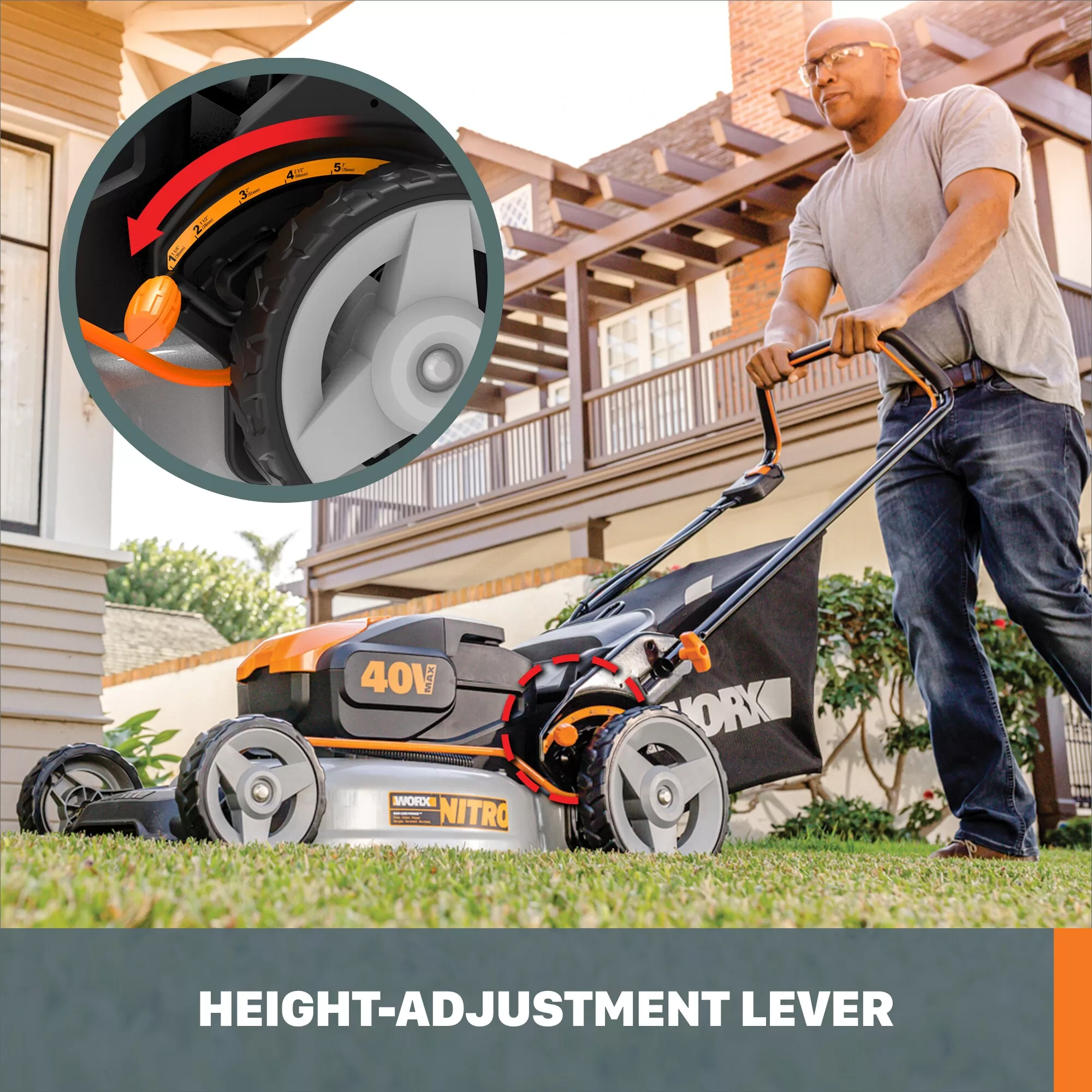 WORX Nitro Power Share 40-volt 20-in Cordless Push Lawn Mower 4 Ah (Battery and Charger Included)