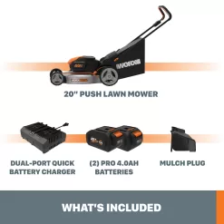 WORX Nitro Power Share 40-volt 20-in Cordless Push Lawn Mower 4 Ah (Battery and Charger Included)