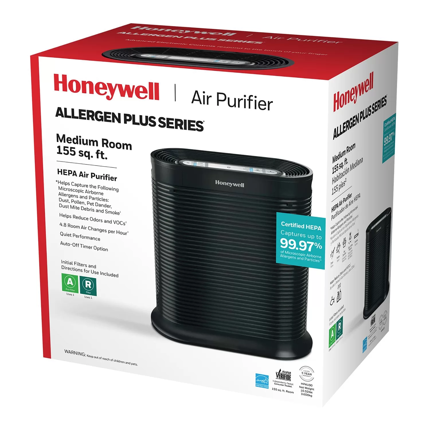 Honeywell 4-Speed Black True HEPA Air Purifier ENERGY STAR (Covers: 465-sq ft)