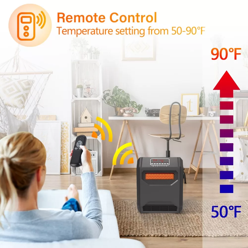Lifesmart Up to 1500-Watt Infrared Quartz Cabinet Indoor Electric Space Heater with Thermostat and Remote Included