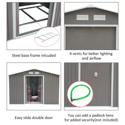 Outsunny Galvanized Steel Storage Shed