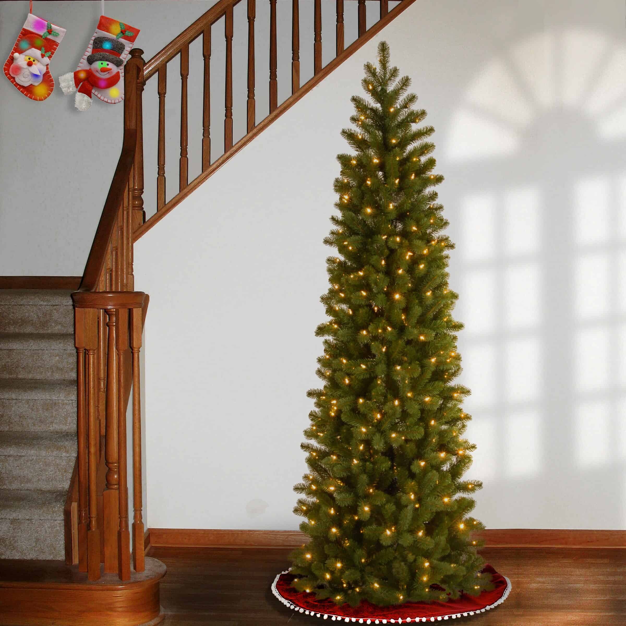 National Tree Company PEDD4-392D-65 6.5 ft. Downswept Douglas Pencil Slim Fir Artificial Christmas Tree with Dual Color LED Lights - Image 8