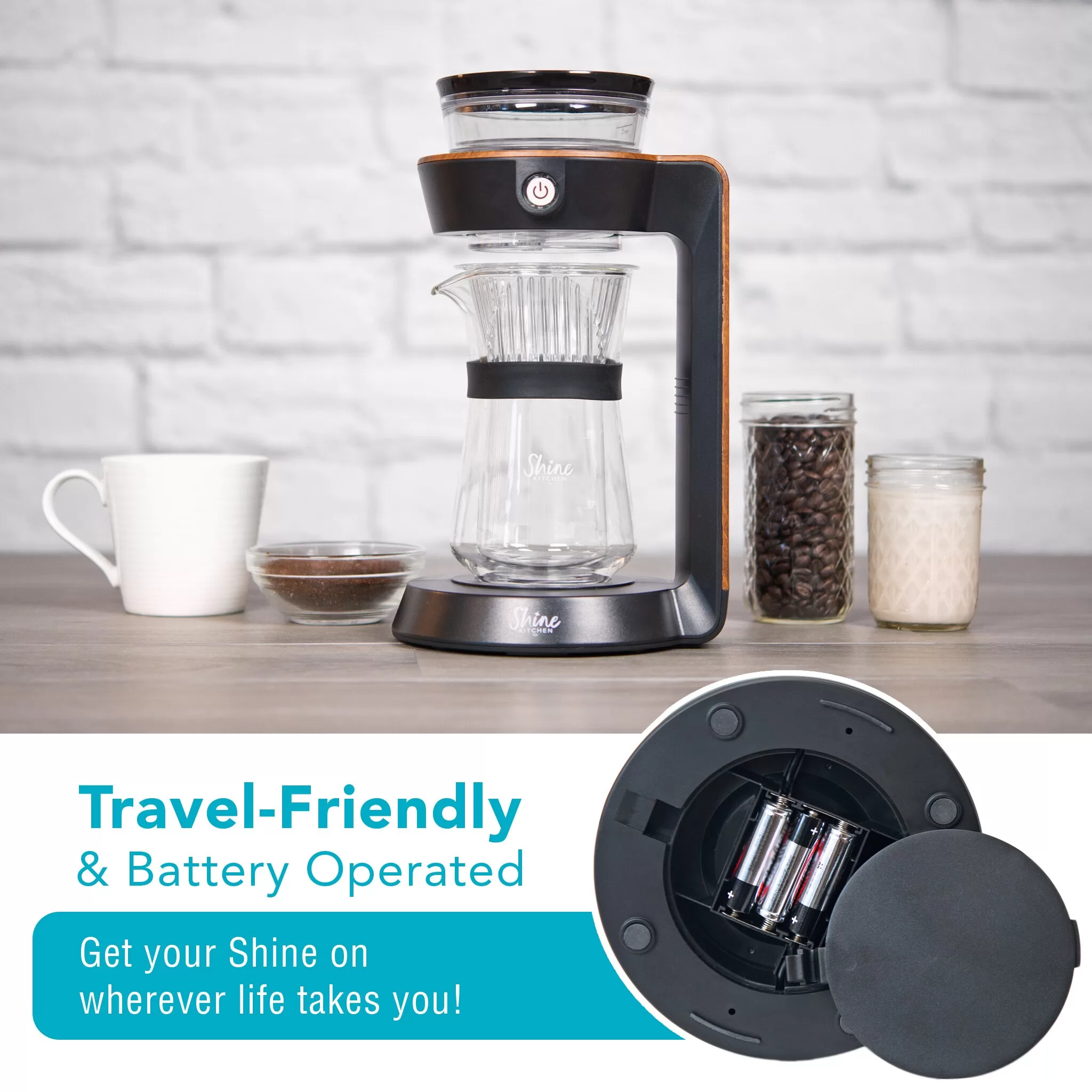 Tribest 2-Cup Black, Wood, and Clear Residential Pour Over Coffee Maker