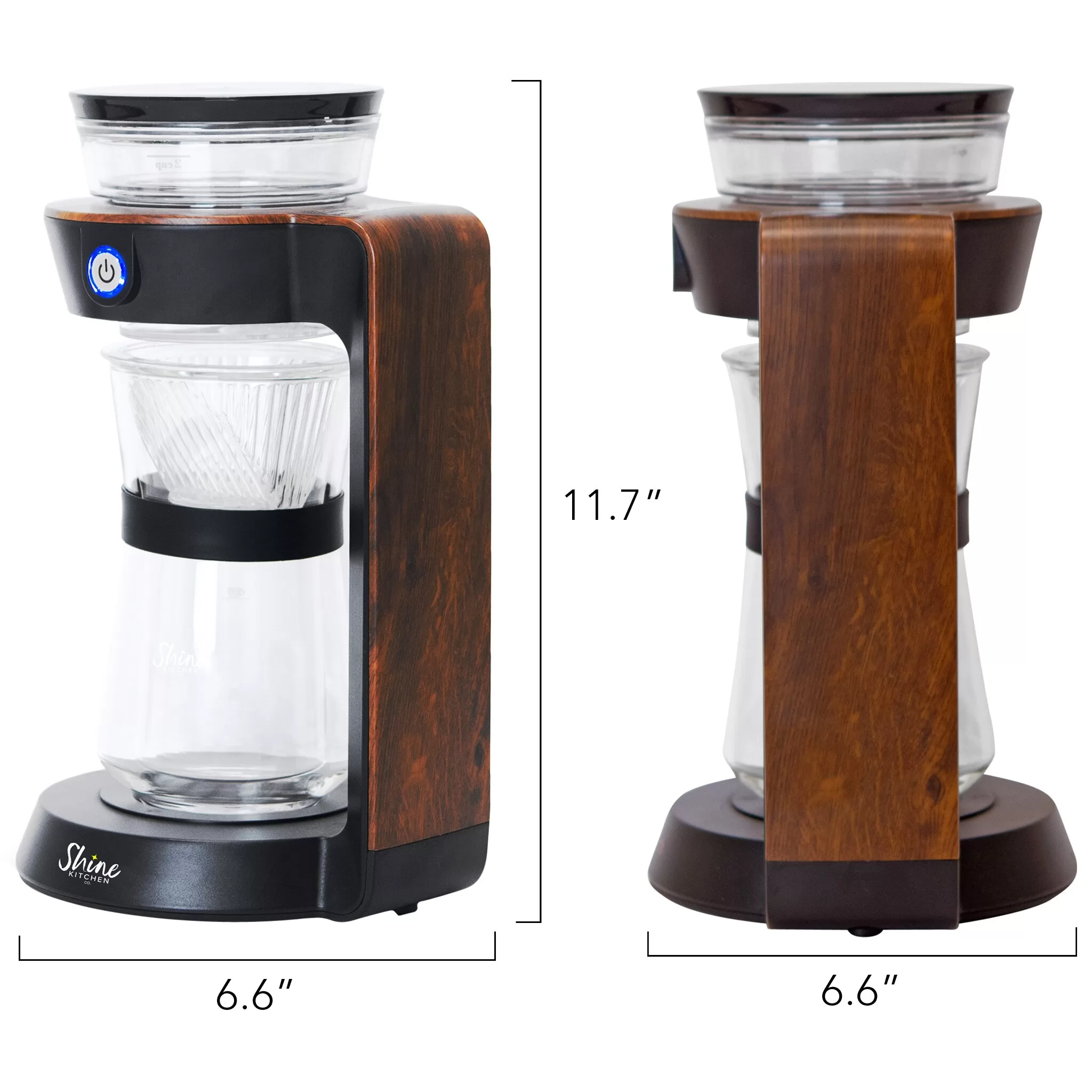 Tribest 2-Cup Black, Wood, and Clear Residential Pour Over Coffee Maker