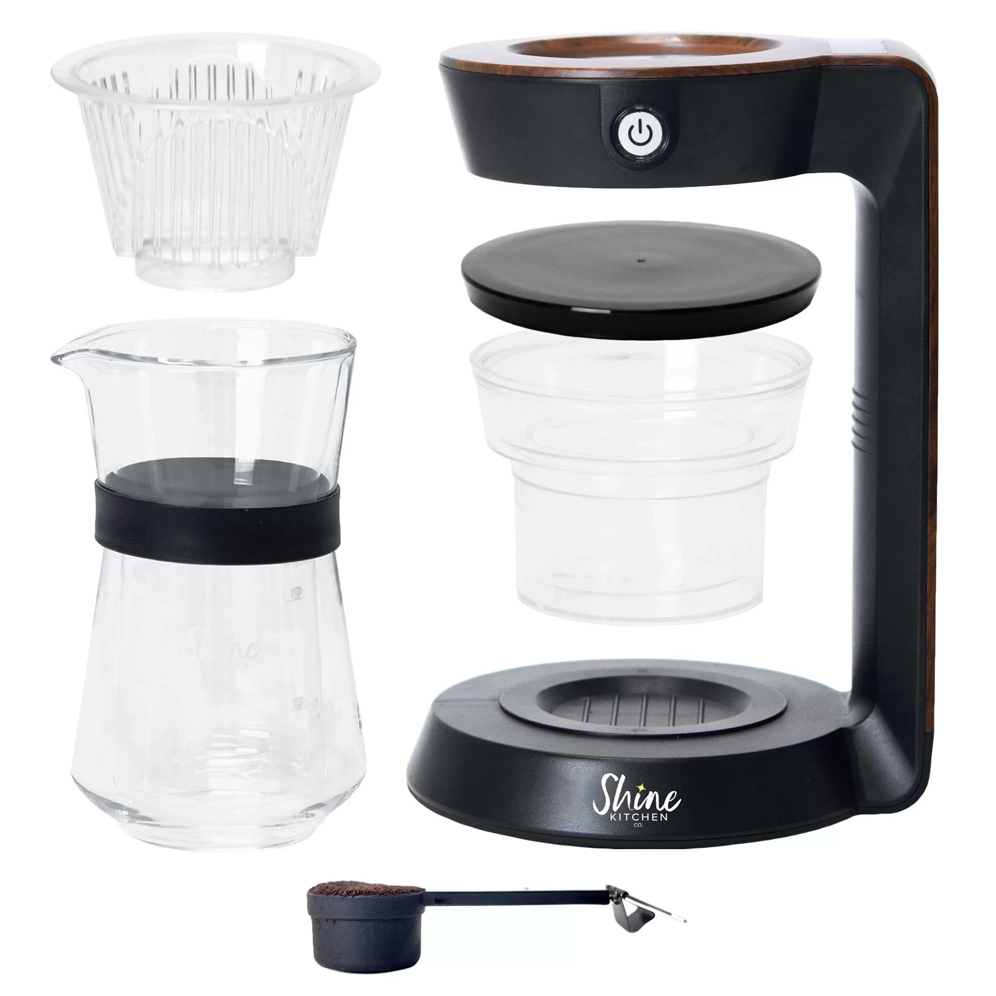 Tribest 2-Cup Black, Wood, and Clear Residential Pour Over Coffee Maker