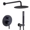 WELLFOR 10-in Rain Shower System Matte Black Dual Head Waterfall Built-In Shower Faucet System with 2-way Diverter Valve Included