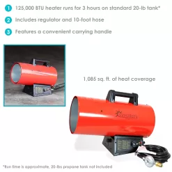 Sunnydaze Decor 125000-BTU Outdoor Portable Forced Air Propane Heater