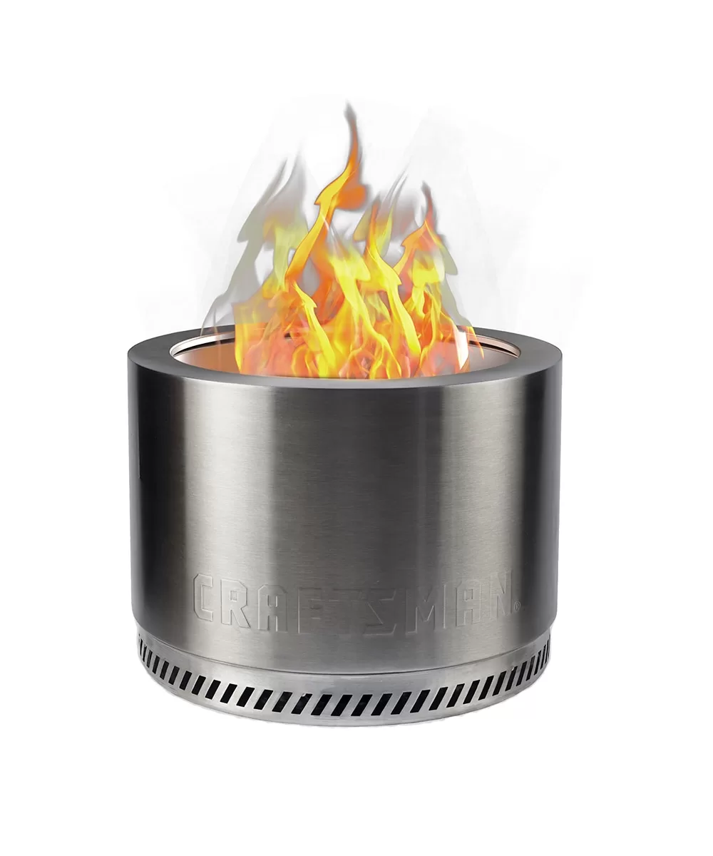CRAFTSMAN Smokeless 19.5-in W Stainless Steel Wood-Burning Fire Pit