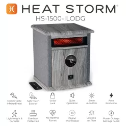 Heat Storm Up to 1500-Watt Infrared Cabinet Indoor Electric Space Heater with Thermostat and Remote Included