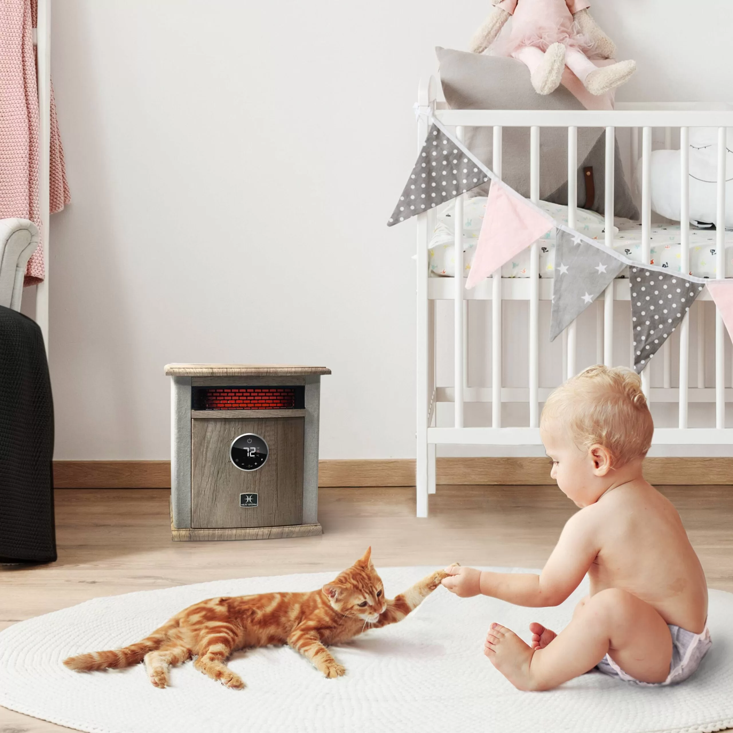Heat Storm Up to 1500-Watt Infrared Cabinet Indoor Electric Space Heater with Thermostat and Remote Included
