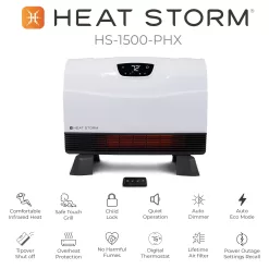 Heat Storm Up to 1500-Watt Infrared Cabinet Indoor Electric Space Heater with Thermostat and Remote Included
