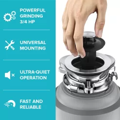 Kraus Kore Corded 3/4-HP Continuous Feed Noise Insulation Garbage Disposal