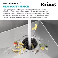 Kraus Kore Corded 3/4-HP Continuous Feed Noise Insulation Garbage Disposal