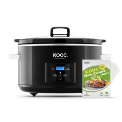 KOOC 8.5-Quart Programmable Slow Cooker, Larger than 8 Quart, More Practical than 10 Quart, Black, Oval