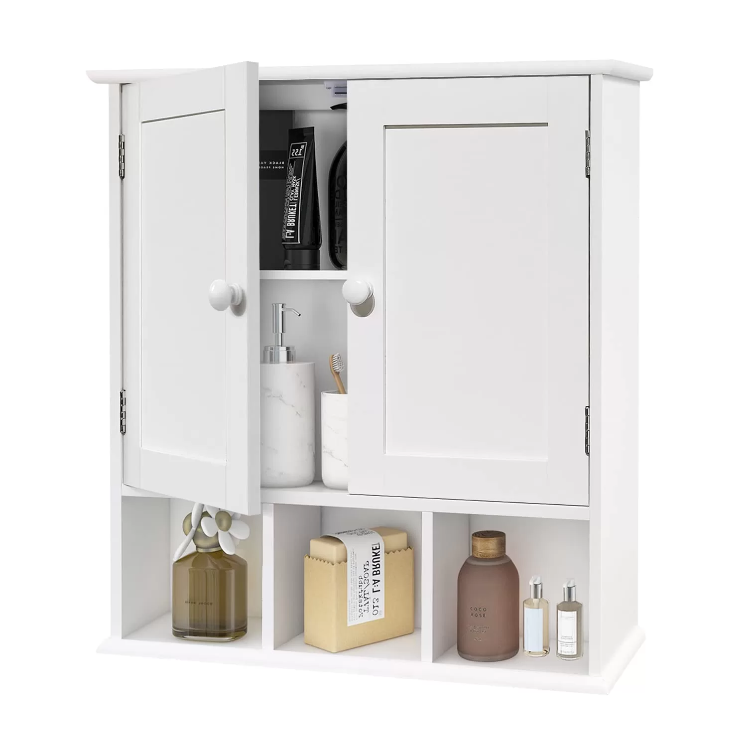TaoHFE Bathroom Wall Cabinet with 2 Door Adjustable Shelves