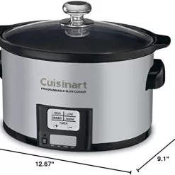 Cuisinart PSC-350 3-1/2-Quart Programmable Slow Cooker, Silver, 9-1/2 in H x 9.1 in W x 12.67 in L