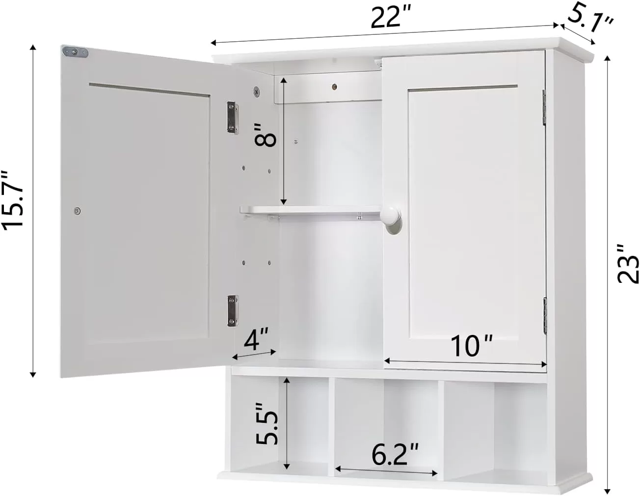 TaoHFE Bathroom Wall Cabinet with 2 Door Adjustable Shelves