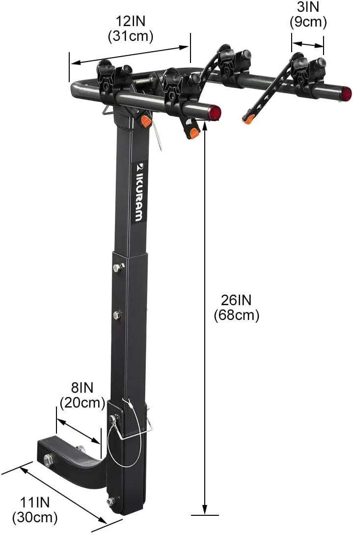 IKURAM R 2 Bike Rack Bicycle Carrier Racks Hitch Mount Double Foldable Rack for Cars, Trucks, SUV's and minivans with a 2" Hitch Receiver