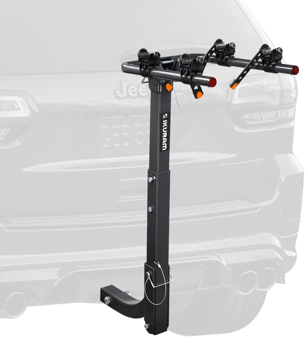 IKURAM R 2 Bike Rack Bicycle Carrier Racks Hitch Mount Double Foldable Rack for Cars, Trucks, SUV's and minivans with a 2" Hitch Receiver