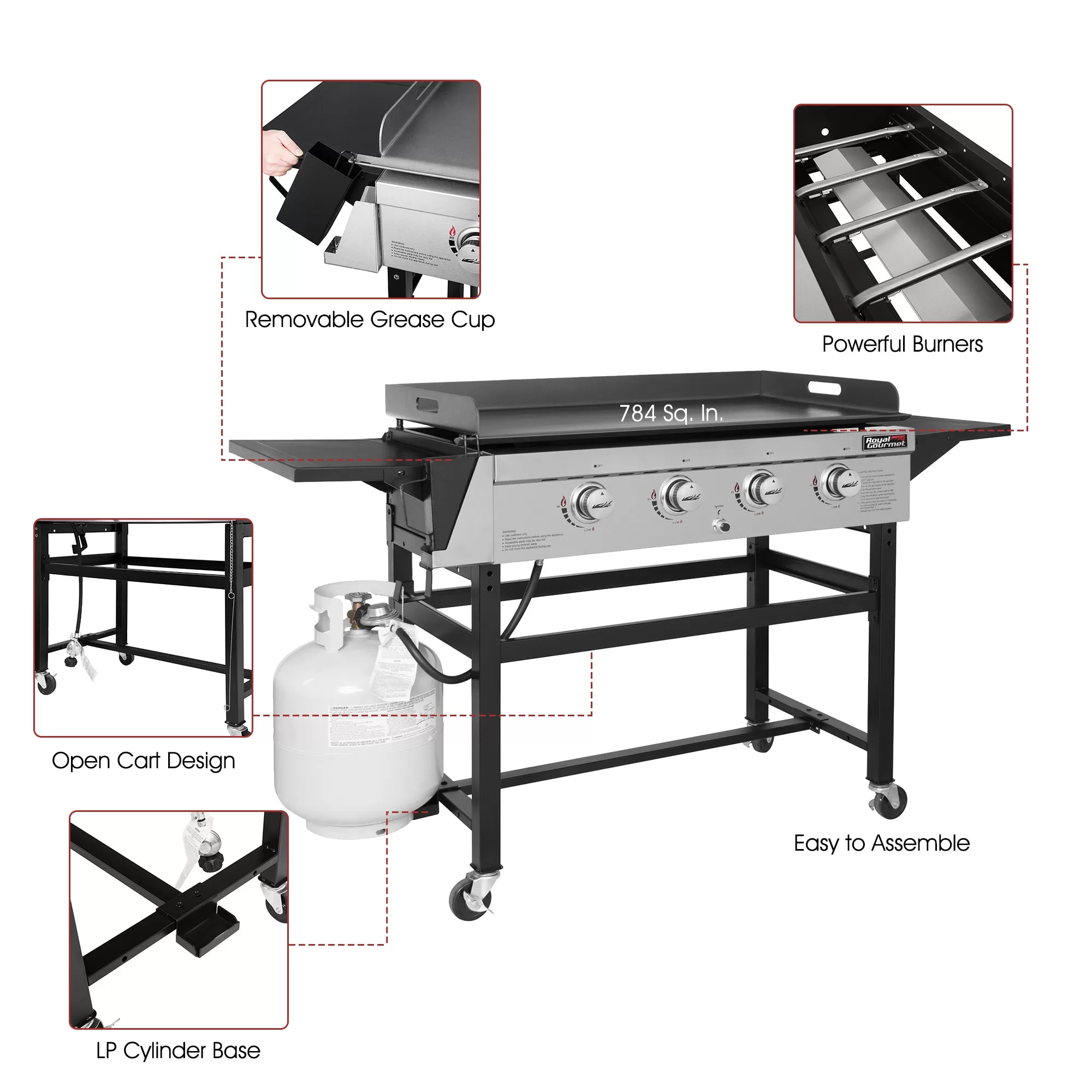 Royal Gourmet 4-Burner Liquid Propane Flat Top Grill