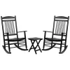 VEIKOUS 2 Black Wood Frame Rocking Chair(s) with Slat Seat
