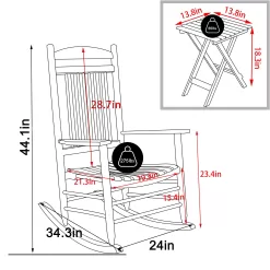 VEIKOUS 2 Black Wood Frame Rocking Chair(s) with Slat Seat