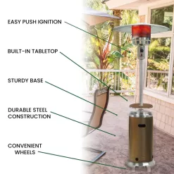 Hanover 48000-BTU Bronze/Stainless Steel Floorstanding Liquid Propane Patio Heater
