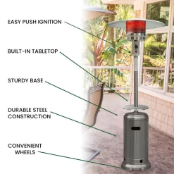 Hanover 48000-BTU Stainless Steel Floorstanding Liquid Propane Patio Heater
