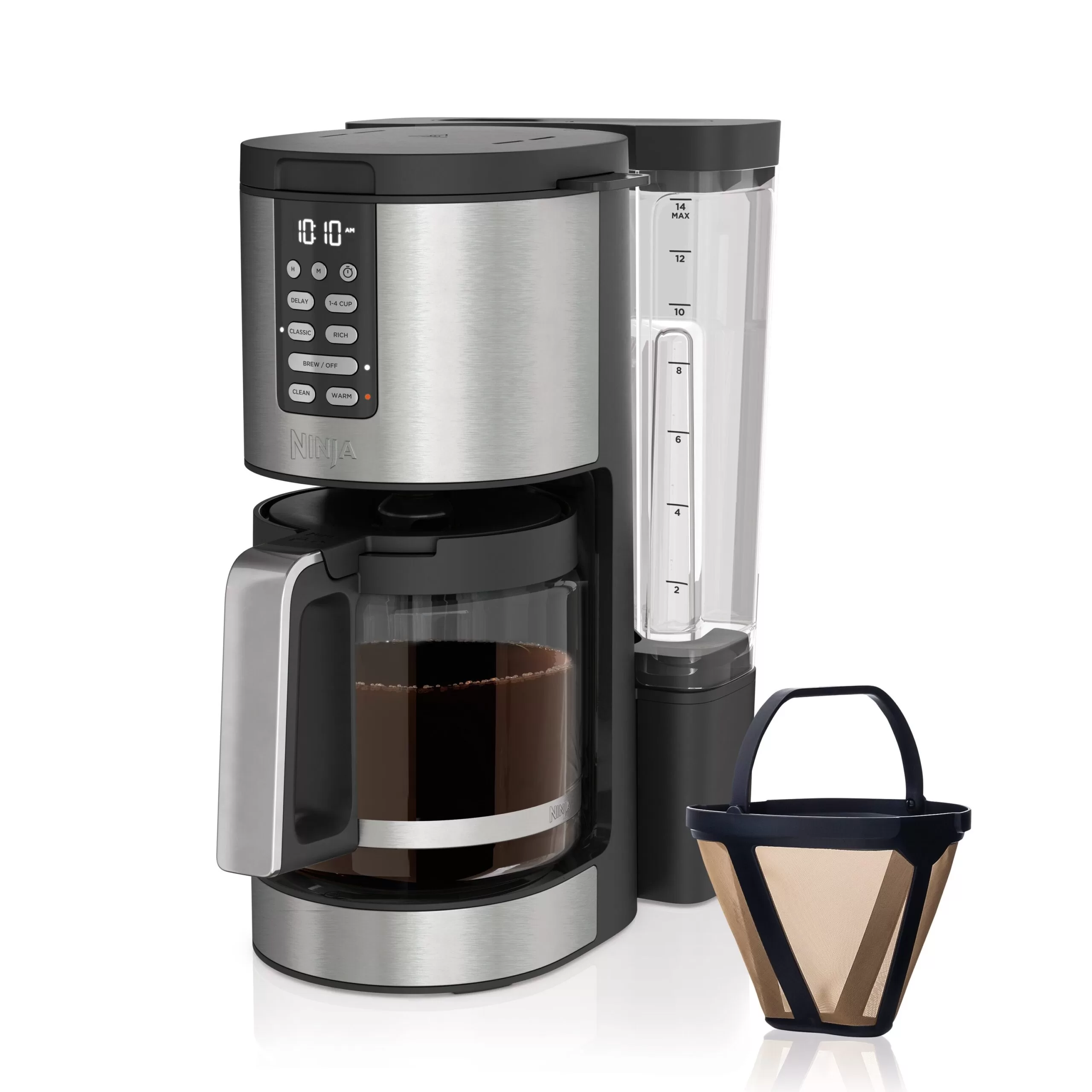 Ninja 14-Cup Black Plastic with Natural Stainless Steel Residential Drip Coffee Maker