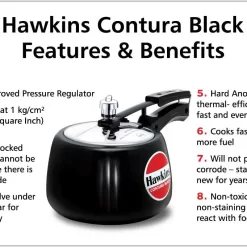 Hawkins CB30 Hard Anodised Pressure Cooker, 3-Liter, Contura Black