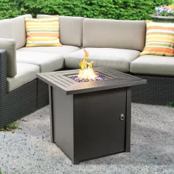 Teamson Home 29.92-in W 40000-BTU Dark Grey Steel Propane Gas Fire Pit