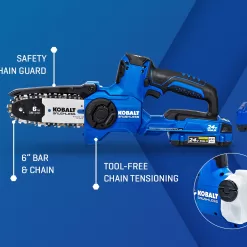 Kobalt 24-volt 6-in Brushless Battery 2 Amp 2 Ah Chainsaw (Battery and Charger Included)