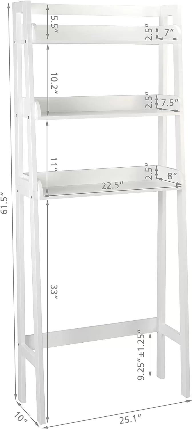 UTEX 3-Shelf Bathroom Organizer Over The Toilet, 3-Tier Shelf, Spacesaver (White)