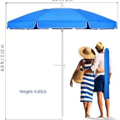 Portable Beach Umbrella for Sand: 7FT Arc Length 6.5FT Diameter Outdoor Umbrella