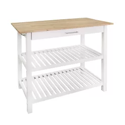Casual Home Solid Hardwood Top, Natural/White, 40" W (373-91) Kitchen Island, Natural&White
