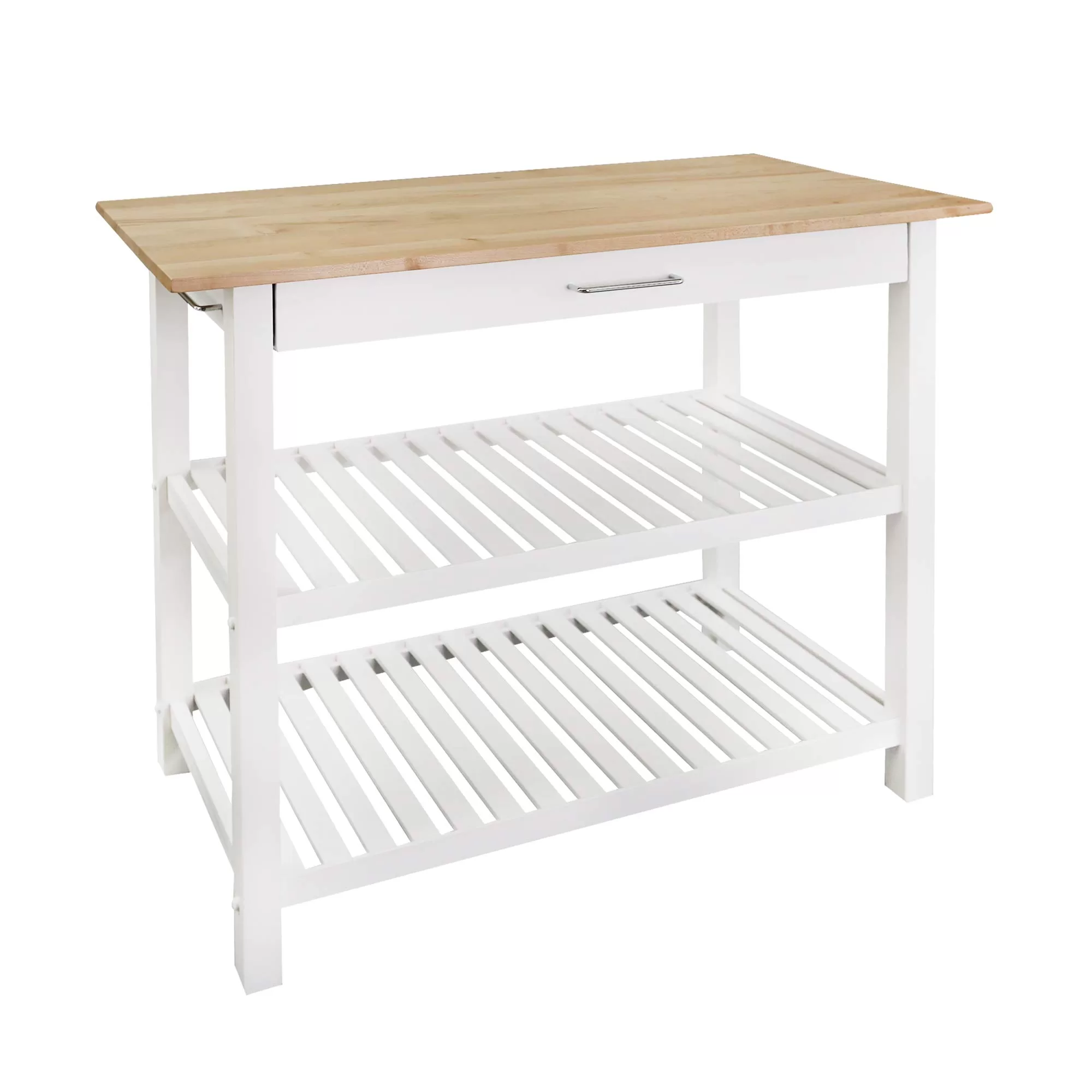 Casual Home Solid Hardwood Top, Natural/White, 40" W (373-91) Kitchen Island, Natural&White