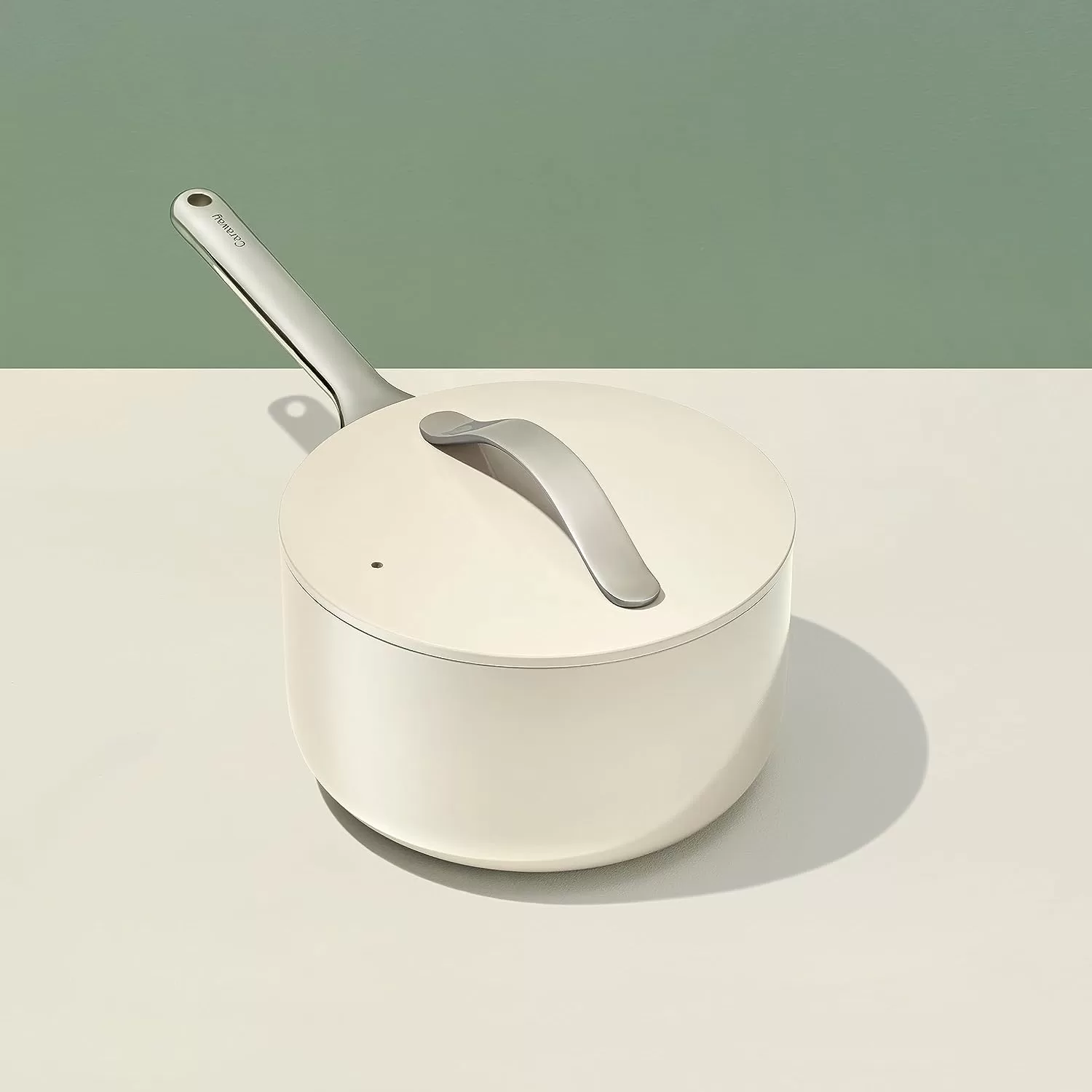 Caraway Nonstick Ceramic Sauce Pan with Lid (3 qt) - Non Toxic, PTFE & PFOA Free - Cream