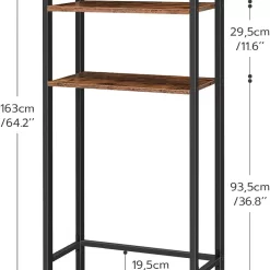 HOOBRO Over The Toilet Storage, 3-Tier Industrial Bathroom Organizer, Rustic Brown BF41TS01