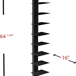 SEI Furniture 12 shelf Metal Spine Book Tower, Black