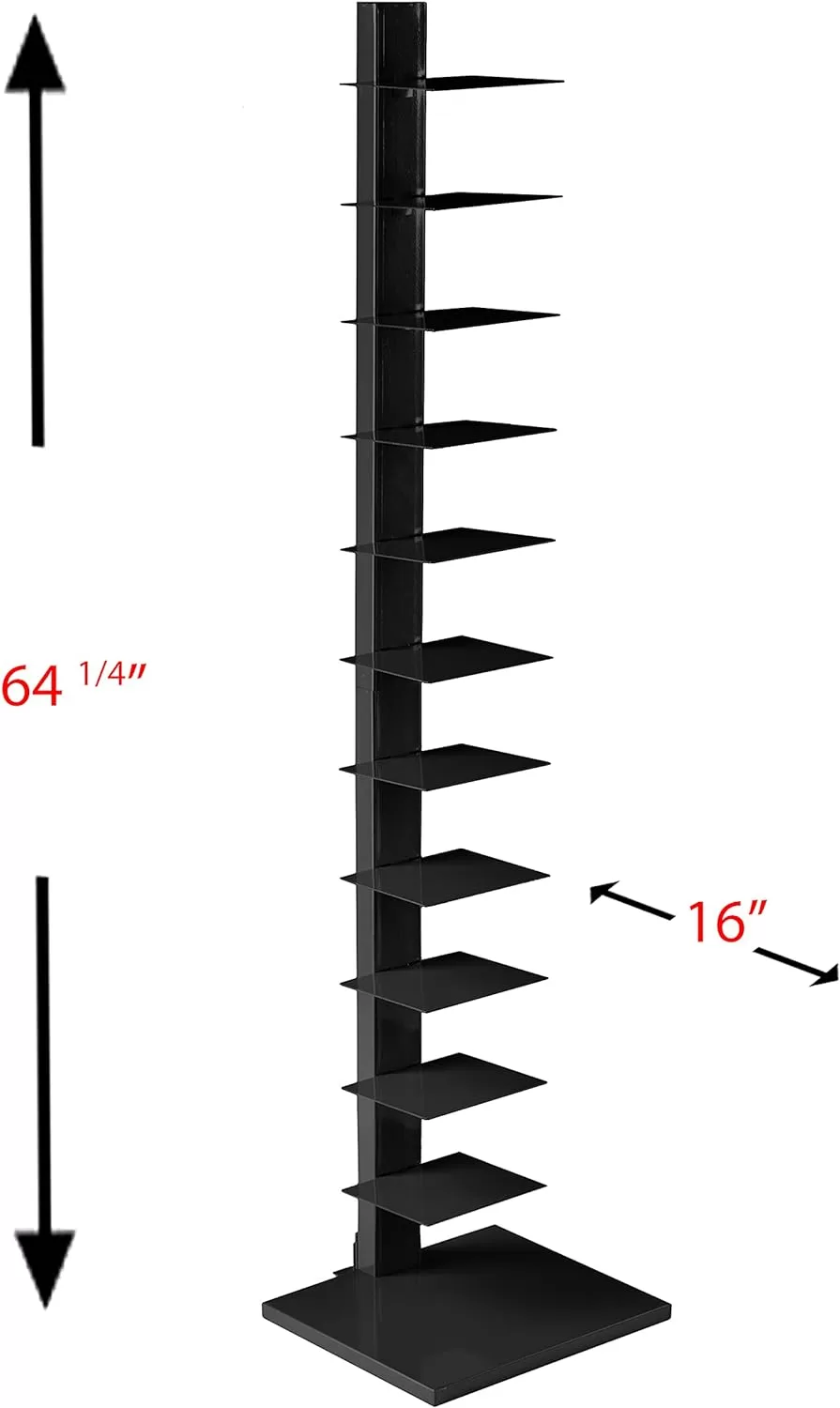 SEI Furniture 12 shelf Metal Spine Book Tower, Black