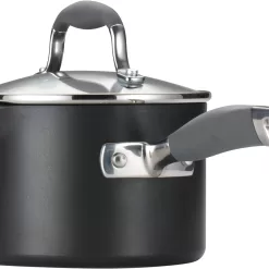 Anolon Advanced Hard Anodized Nonstick Sauce Pan/Saucepan with Straining and Lid, 2 Quart, Graphite